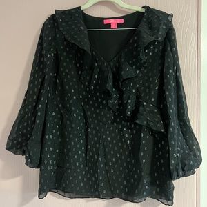 Lilly Pulitzer Olenna Silk Top Onyx Size Small